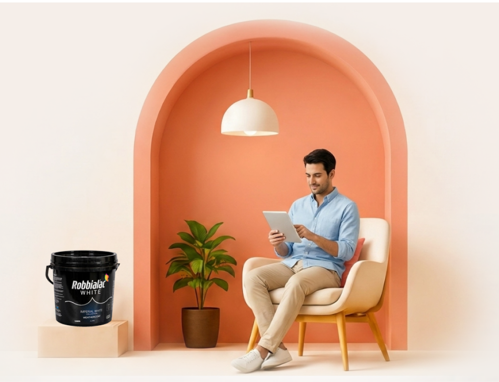 Robbialac White paint and comfortable living room